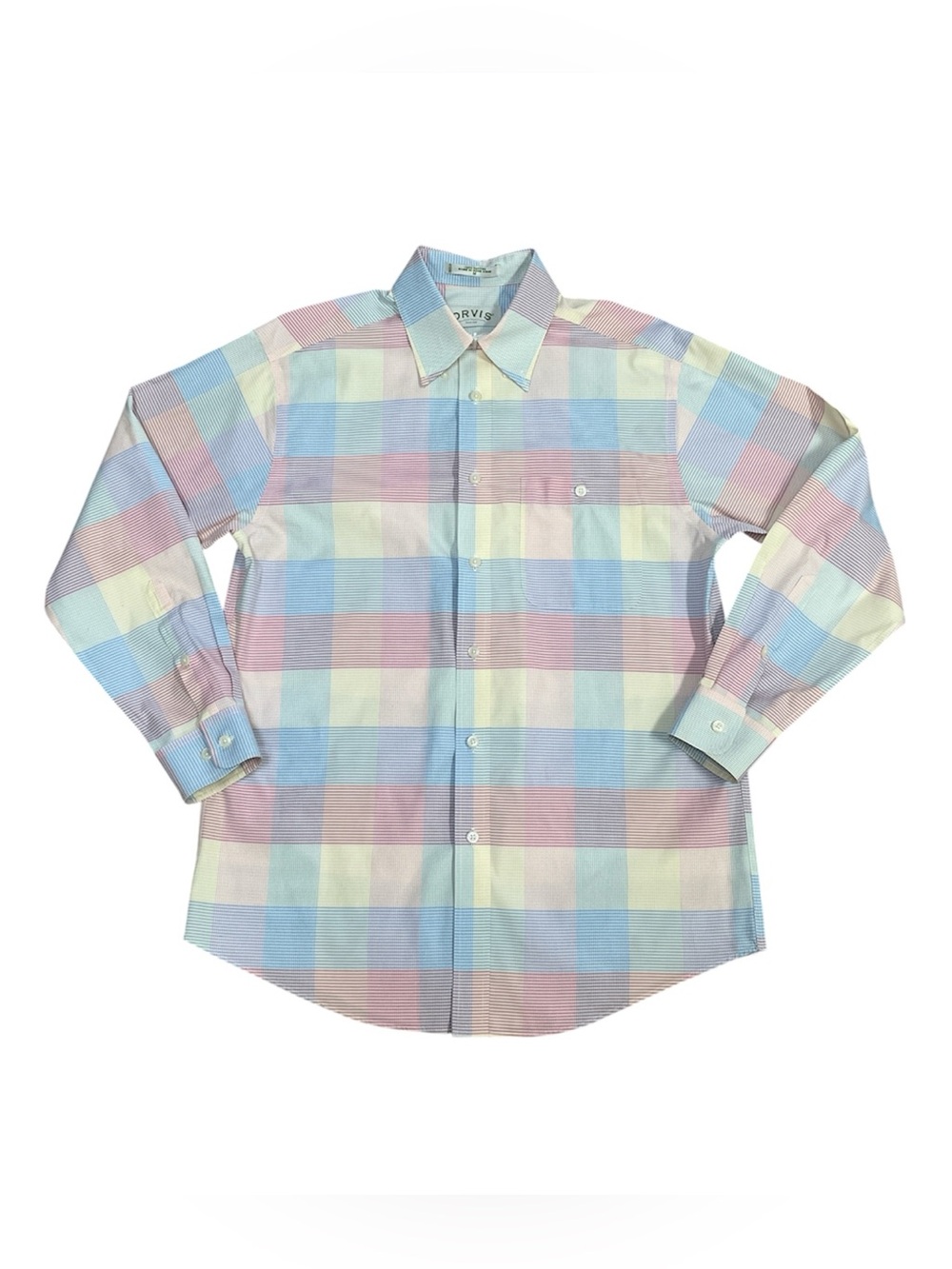 Orvis Pastel Plaid Button-Up Shirt - Light Blue, Pink & Yellow